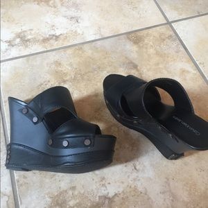CK Calvin Klein leather wedges